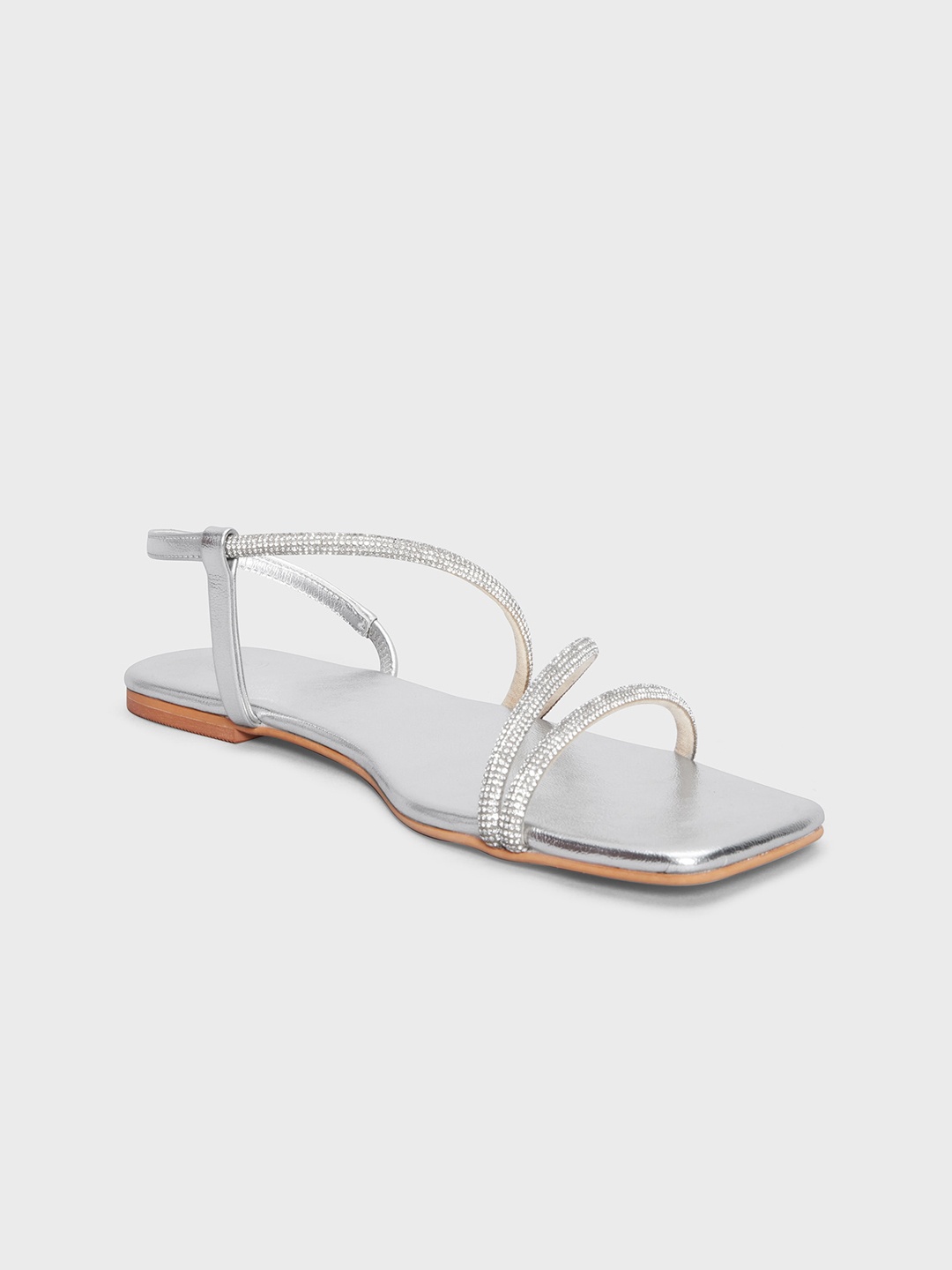 

20Dresses Women Embellished Open Toe Flats, Silver