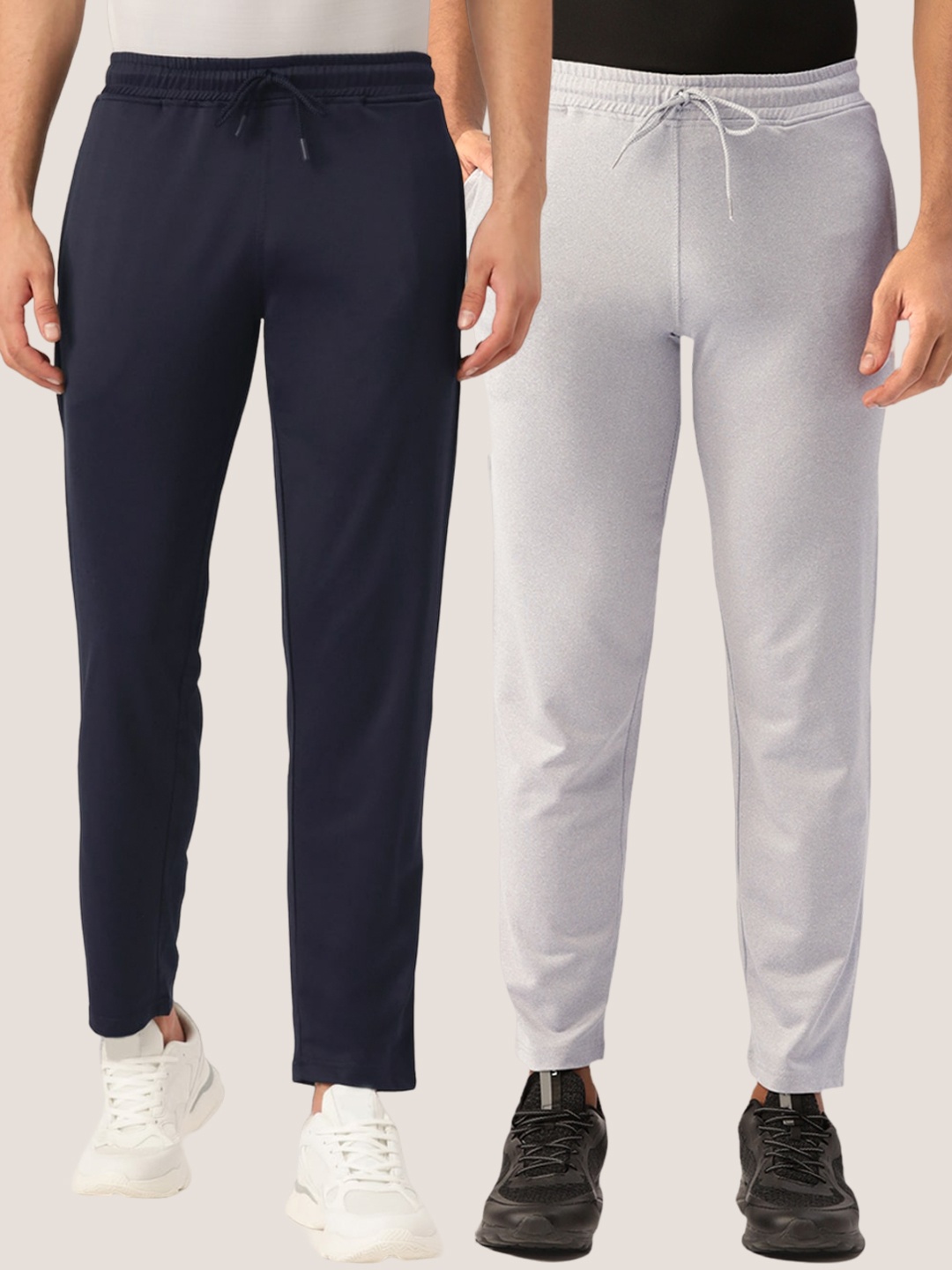 

ARMISTO Men Pack Of 2 Straight Fit Dry Fit Sports Track Pants, Navy blue