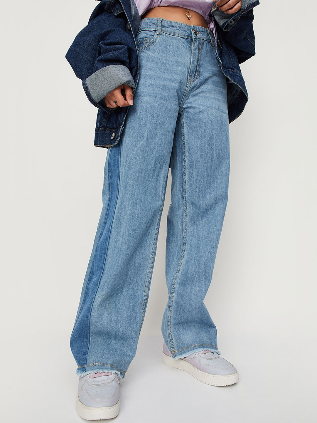 

max Girls Medium Shade Pure Cotton Jeans, Blue