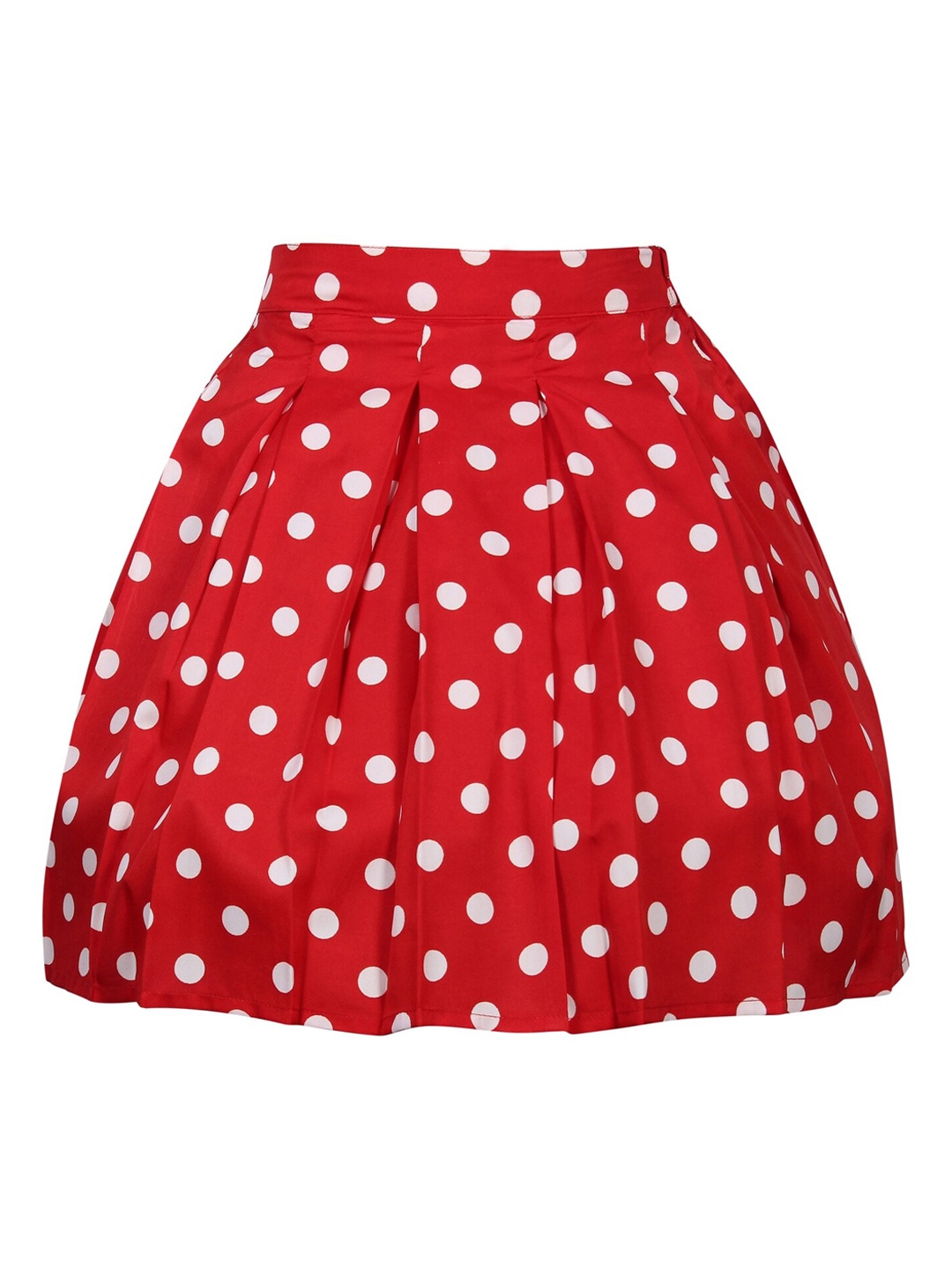 

R Cube Girls Polka Dot Printed Crepe Skirt, Red