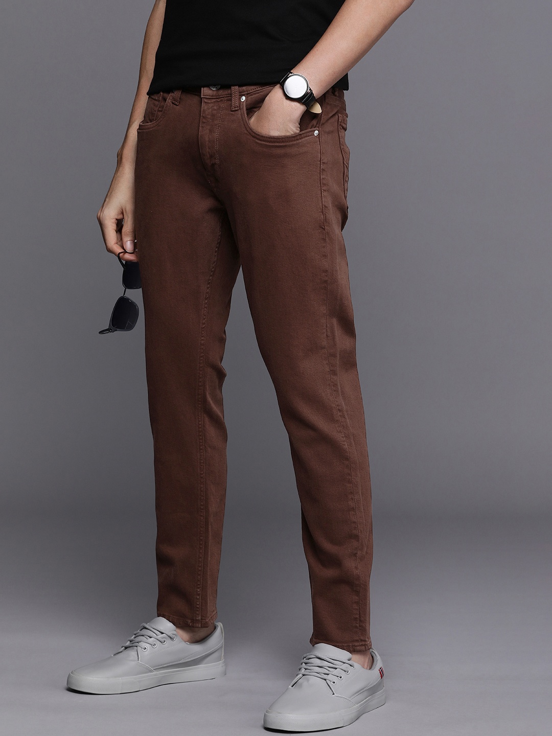 

Louis Philippe Jeans Men Smart Skinny Fit Mid-Rise Stretchable Jeans, Brown