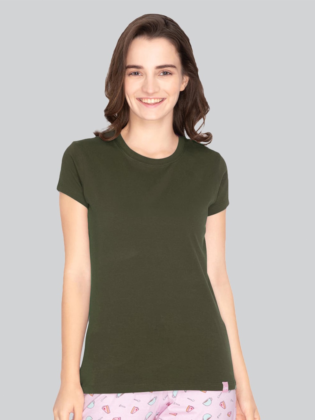 

LYRA All Day Comfort Round Neck Cotton Lounge T-shirt, Olive