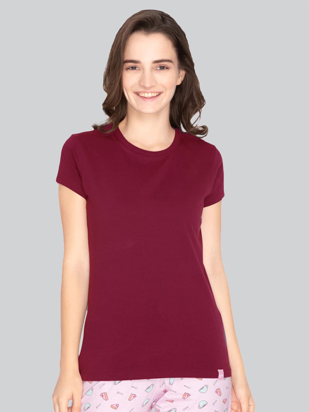 

LYRA Round Neck Bio Finish Cotton T-shirt, Maroon