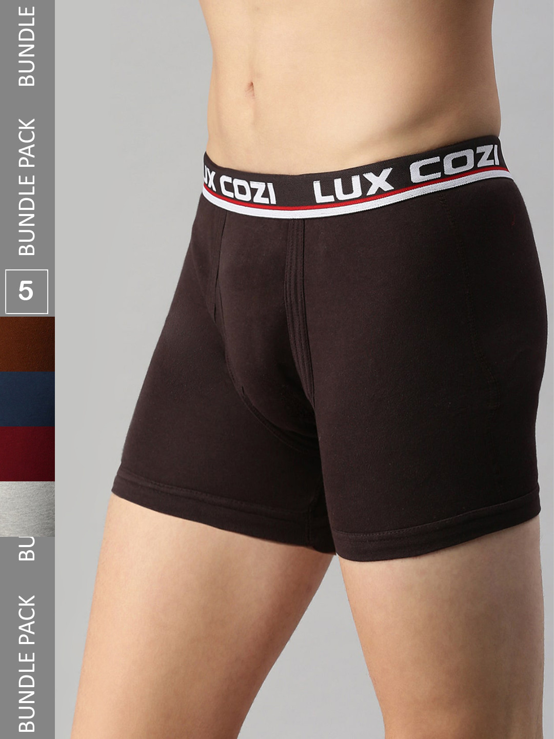 

Lux Cozi Men Pack Of 5 Mid-Rise Assorted Breathable Trunks COZI_INTLOCK_AST_5PC