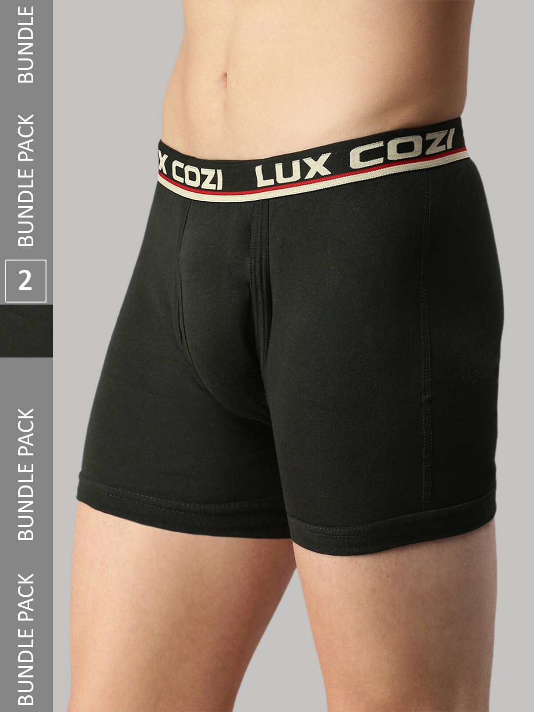 

Lux Cozi Men Pack Of 2 Outer Elastic Trunks- COZI_INTLOCK_DG_2PC, Black