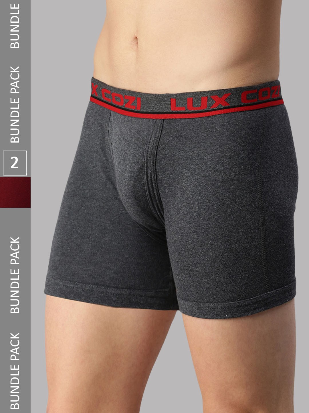 

Lux Cozi Pack of 2 Logo Printed Detail Trunks COZI_INTLOCK_BM_MRN_2PC, Black