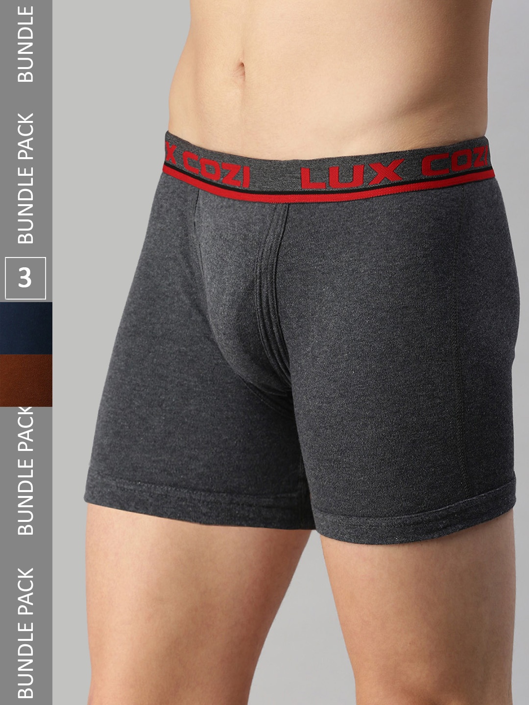 

Lux Cozi Men Pack of 3 Detail Trunks COZI_INTLOCK_BM_MBU_MST_3PC, Black