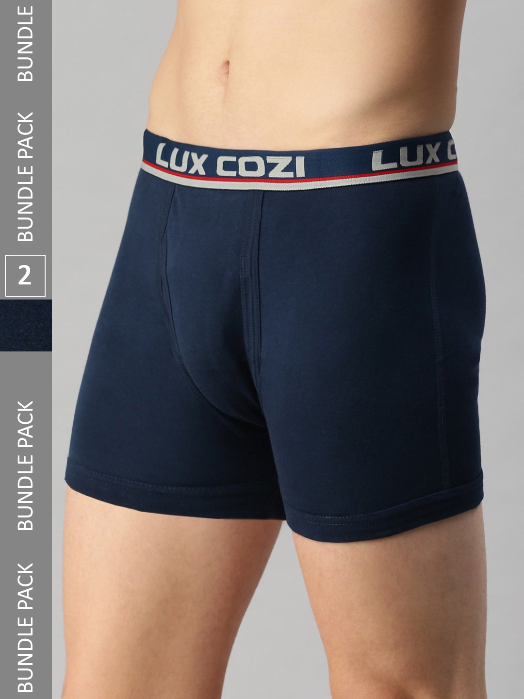 

Lux Cozi Men Pack of 2 Cotton Blend Outer Elastic Trunks, Navy blue