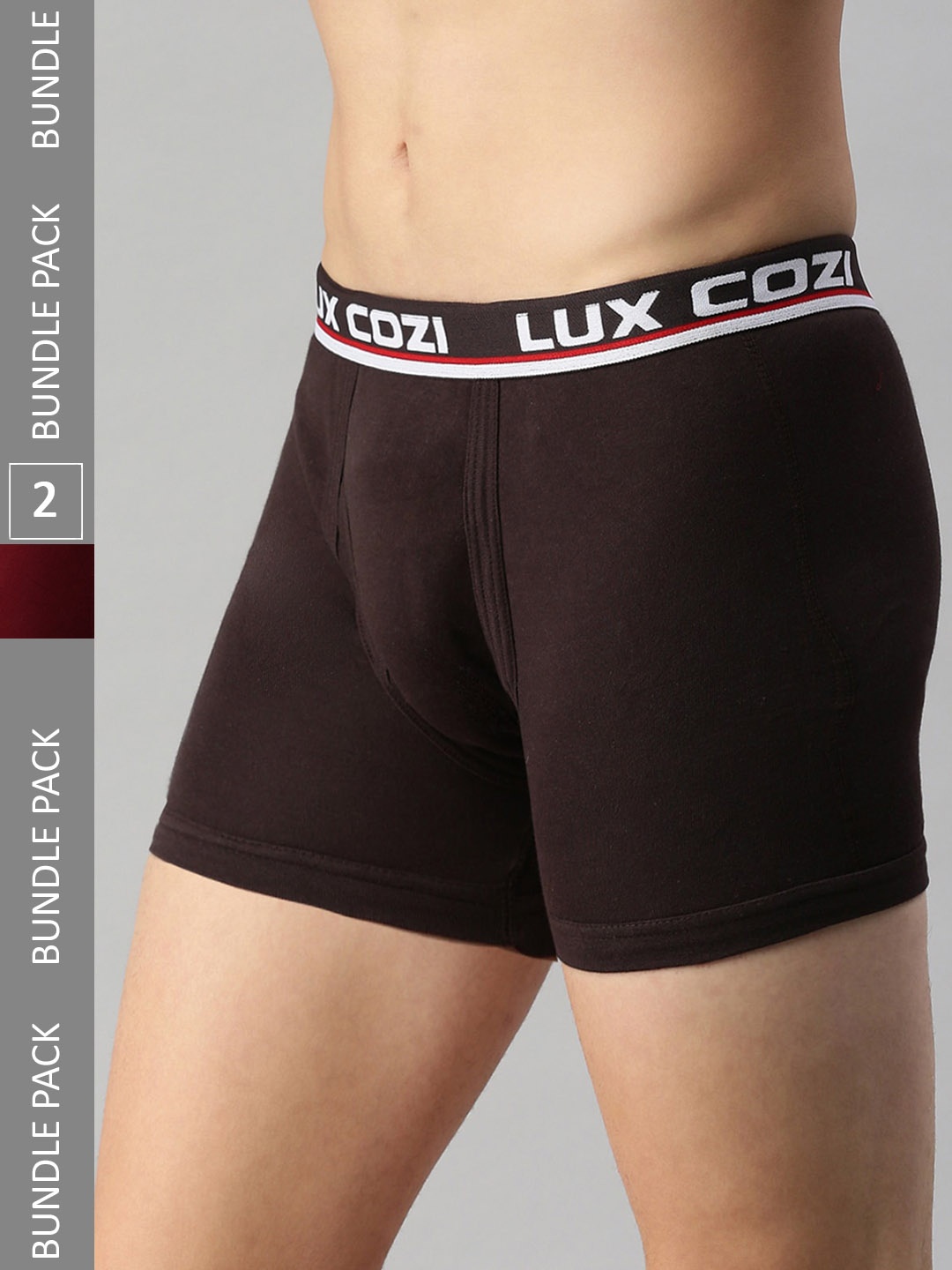 

Lux Cozi Men Pack Of 2 Mid-Rise Breathable Trunks COZI_INTLOCK_COF_MRN_2PC, Coffee brown