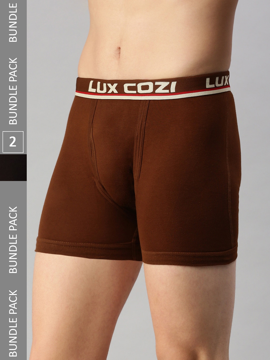 

Lux Cozi Pack Of 2 Ribbed Cotton Sleek And Comfortable Trunks, Coffee brown