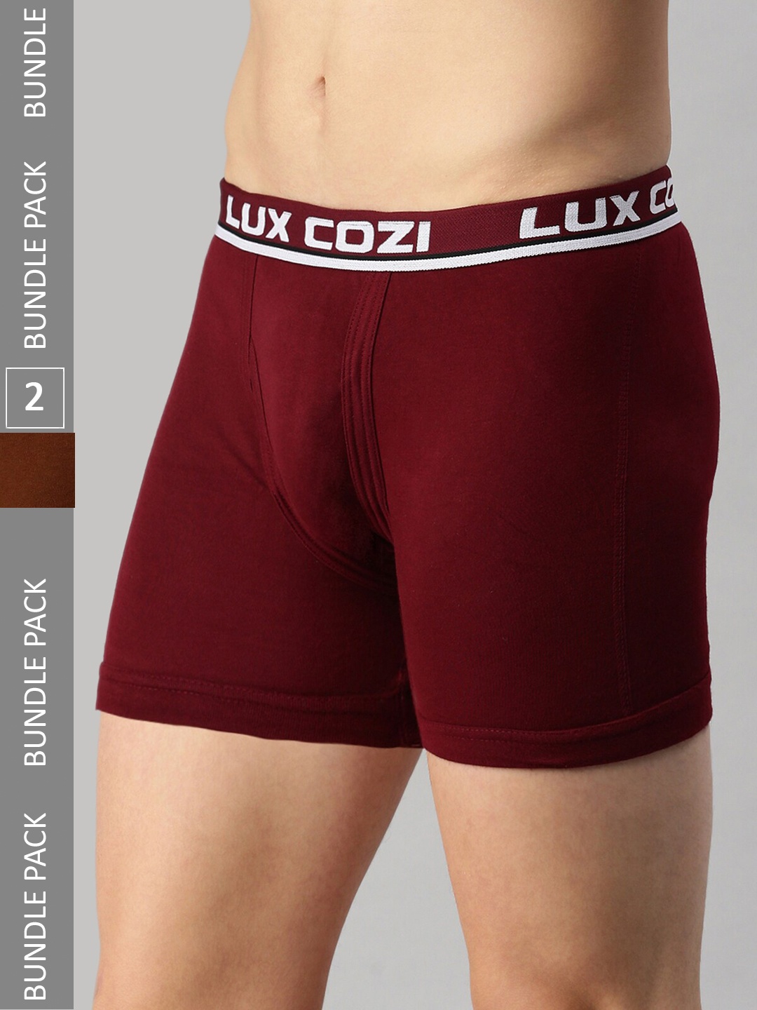

Lux Cozi Pack of 2 Mid-Rise Outer Elastic Trunks, Maroon