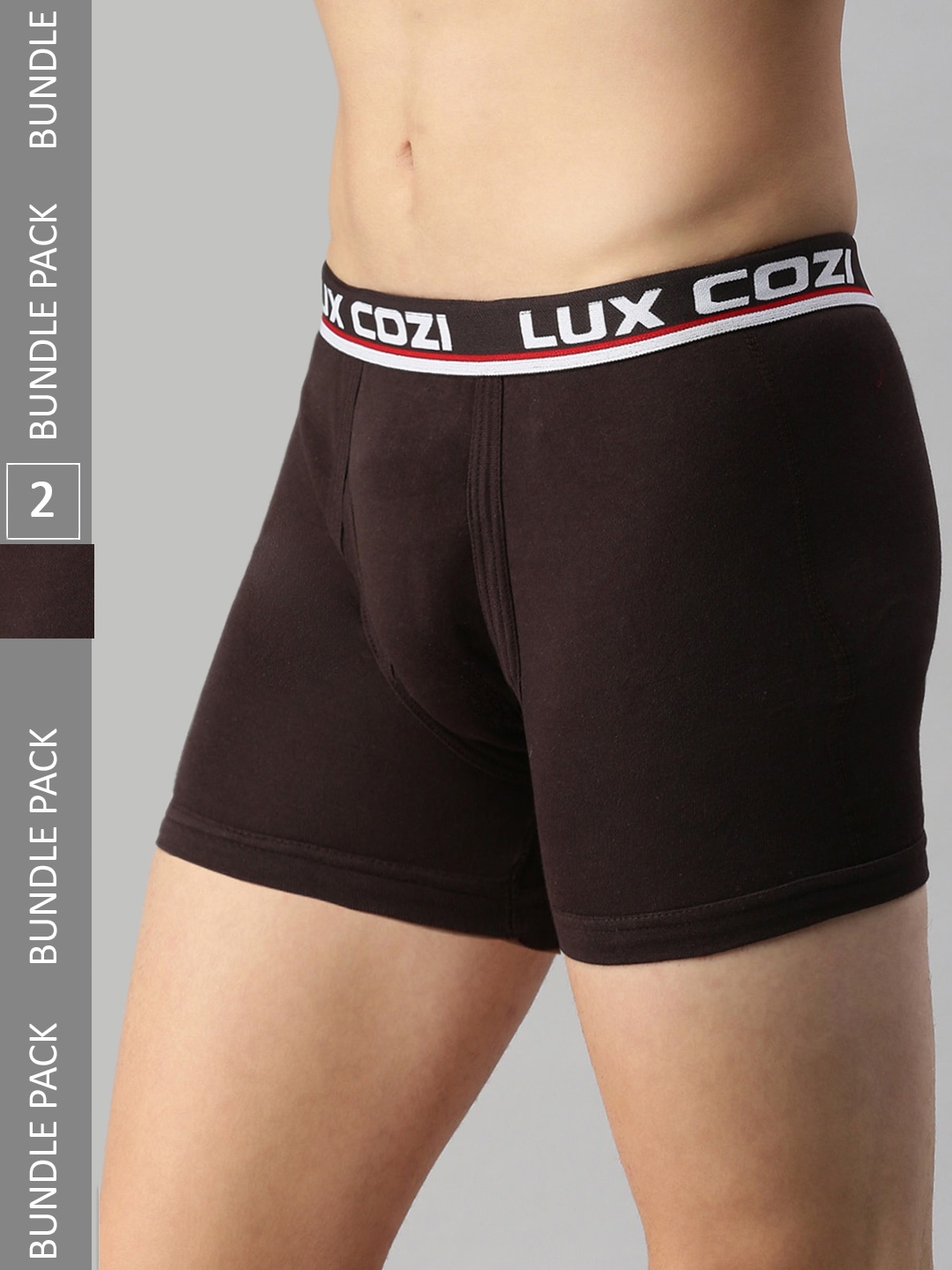 

Lux Cozi Men Pack Of 2 Mid-Rise Trunks COZI_INTLOCK_COF_2PC, Coffee brown