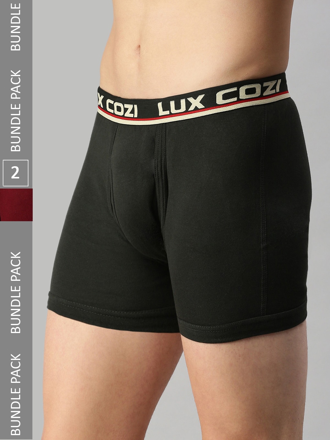 

Lux Cozi Men Pack Of 2 Pure Cotton Breathable TrunksCOZI_INTLOCK_DG_MRN_2PC, Grey