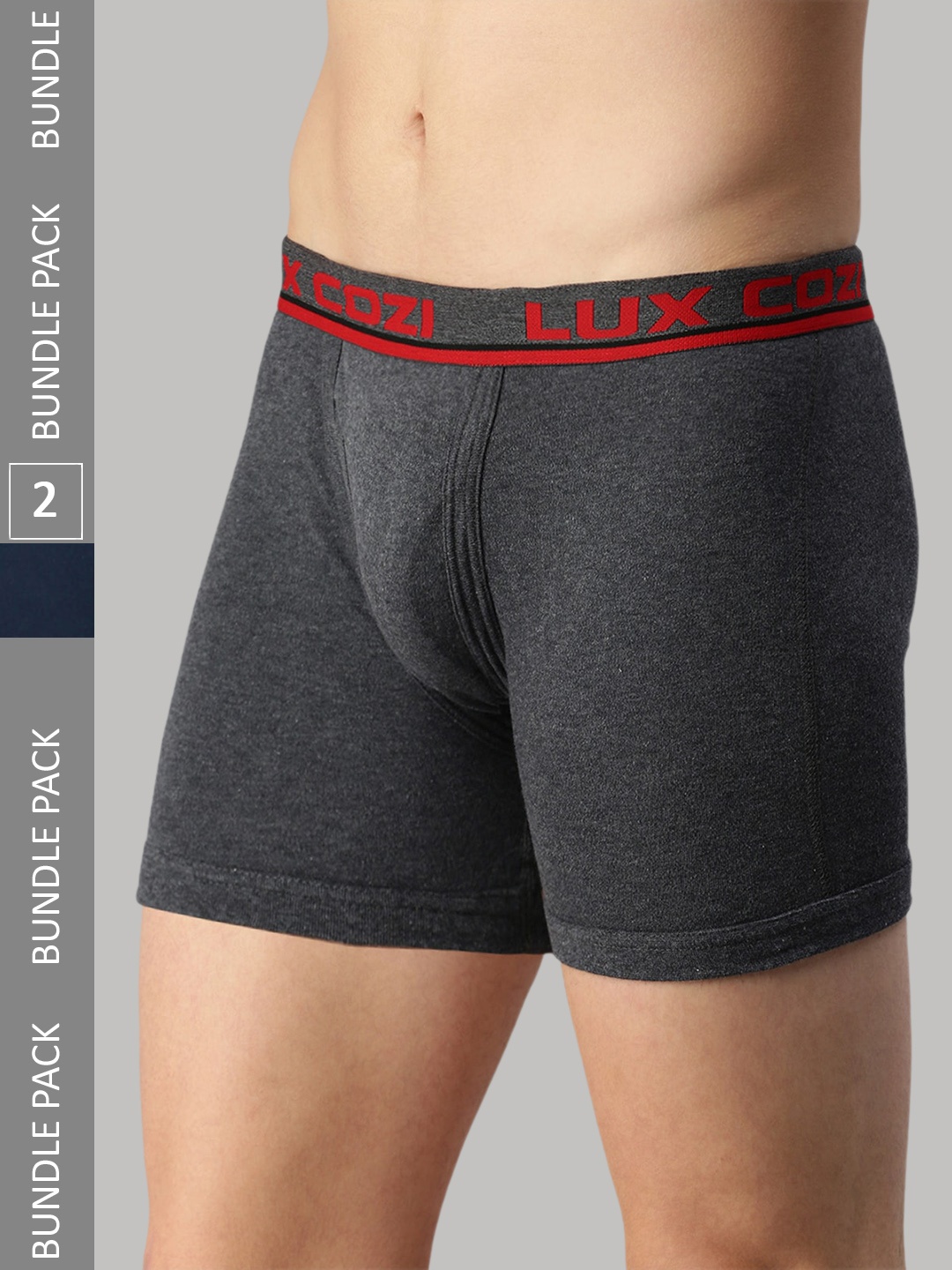 

Lux Cozi Pack Of 2 Mid-Rise Outer Elastic Trunks COZI_INTLOCK_BM_MBU_2PC, Charcoal
