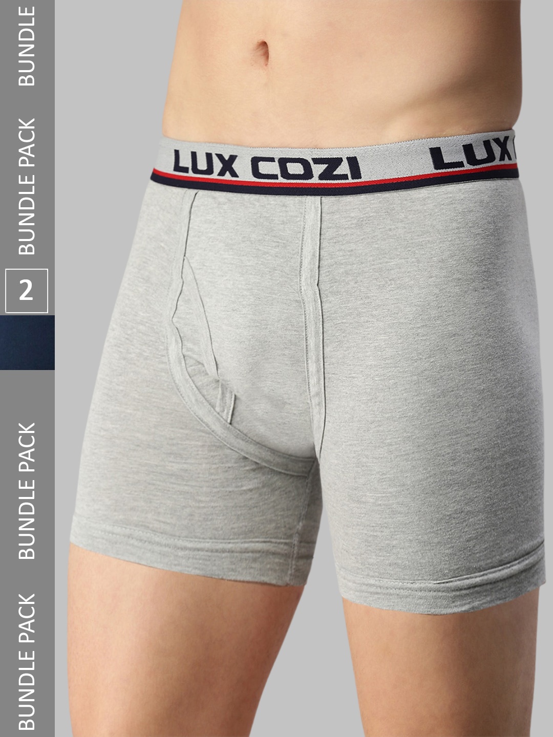 

Lux Cozi Pack Of 2 Logo Printed Detail Breathable Trunks, Grey melange