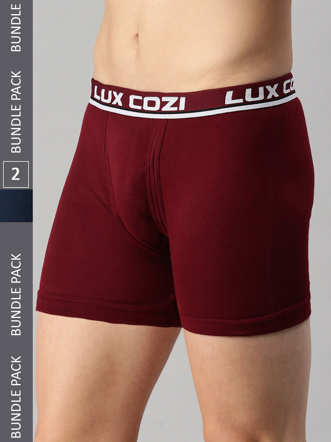 

Lux Cozi Men Pack Of 2 Pure Ribbed Cotton Breathable TrunksCOZI_INTLOCK_MRN_MBU_2PC, Maroon