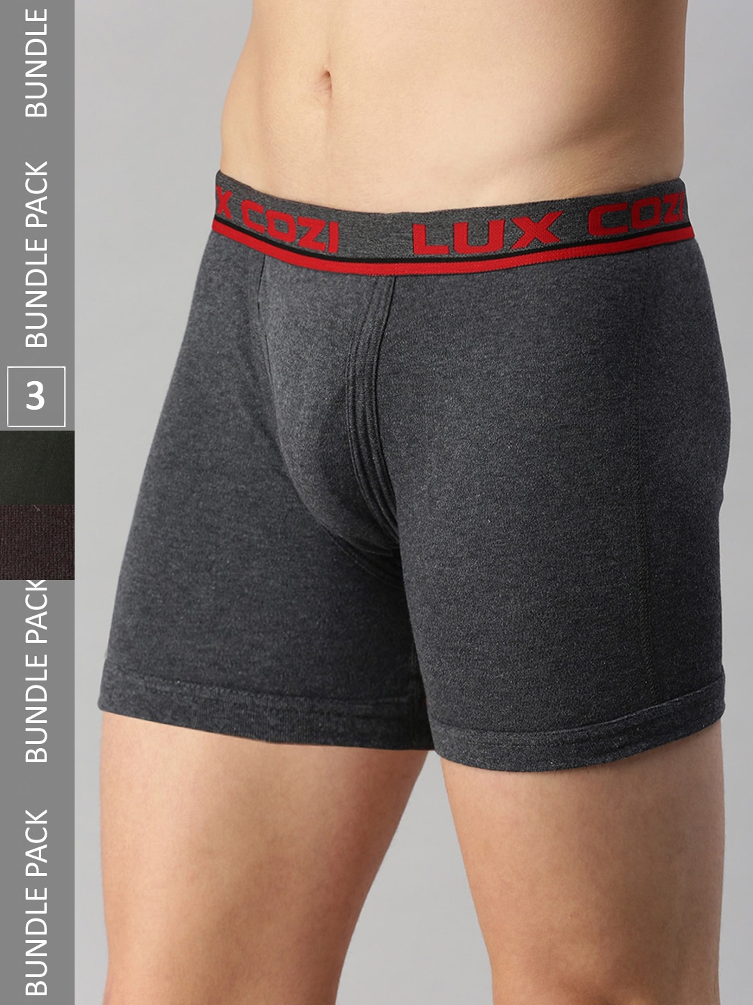 

Lux Cozi Pack Of 3 Outer Elastic Sleek and comfortable Trunks COZI_INTLOCK_BM_COF_DG_3PC, Black