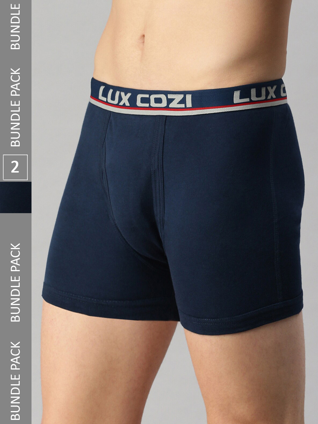 

Lux Cozi Men Pack Of 2 Outer Elastic Trunks- COZI_INTLOCK_MBU_2PC, Navy blue