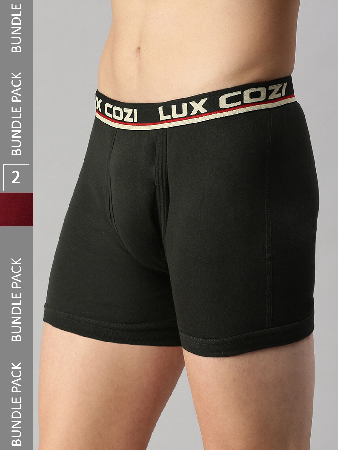 

Lux Cozi Men Pack Of 2 Mid-Rise Breathable TrunksCOZI_INTLOCK_DG_MRN_2PC, Grey