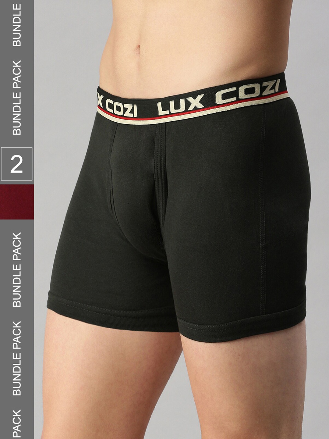

Lux Cozi Men Pack Of 2 Outer Elastic Trunks- COZI_INTLOCK_DG_MRN_2PC, Green