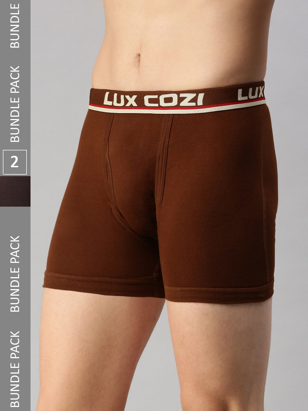 

Lux Cozi Men Pack Of 2 Pure Cotton Breathable Trunks COZI_INTLOCK_COF_MST_2PC, Coffee brown