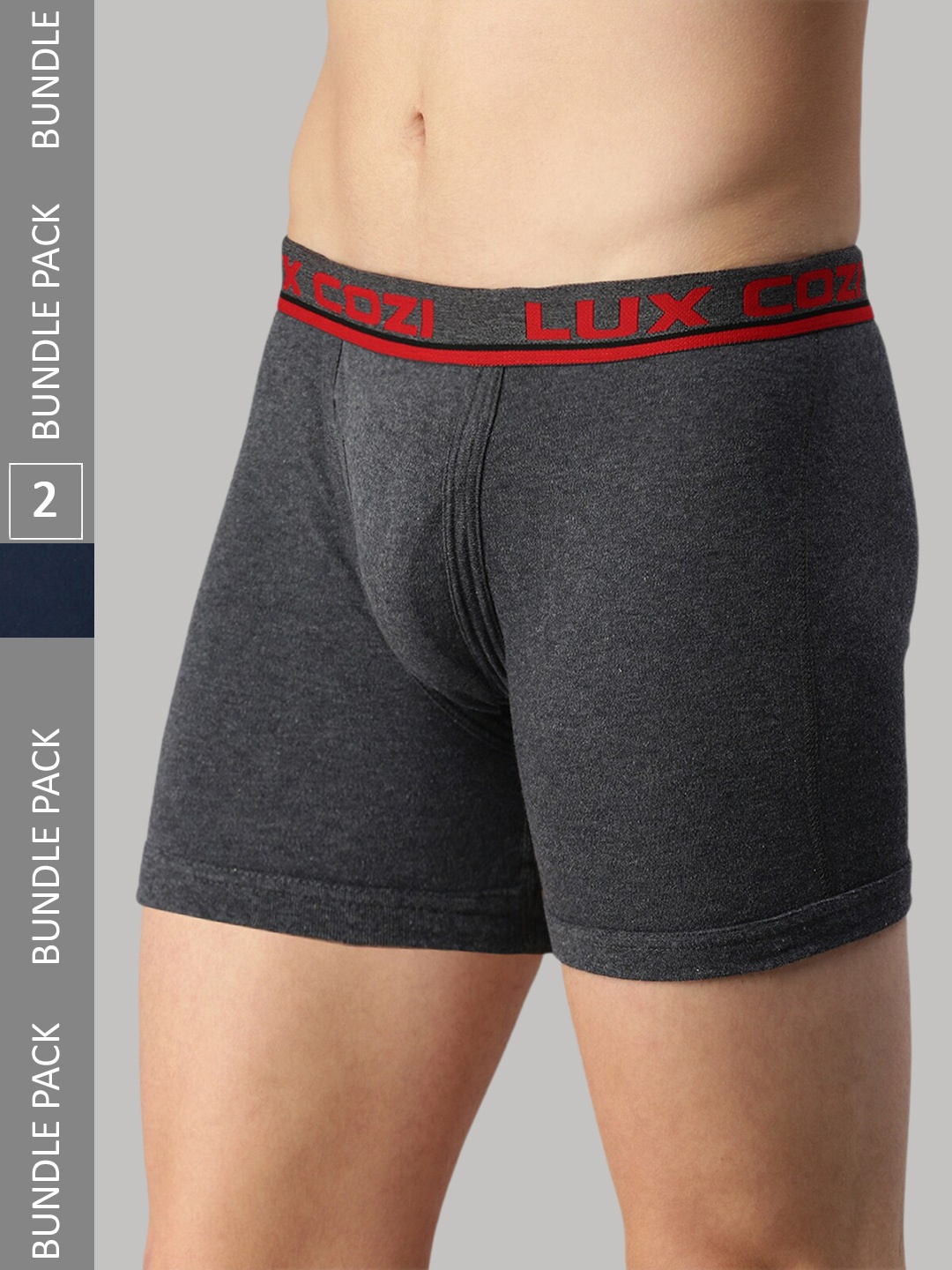 

Lux Cozi Men Pack Of 2 Pure Cotton Outer Elastic Trunks, Charcoal
