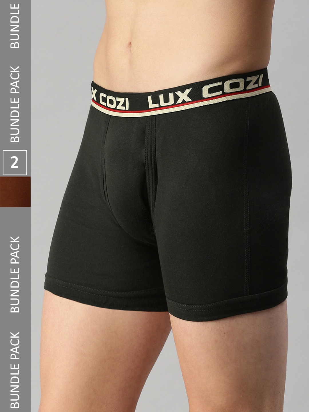 

Lux Cozi Men Pack of 2 Mid-Rise Cotton Trunks, Grey