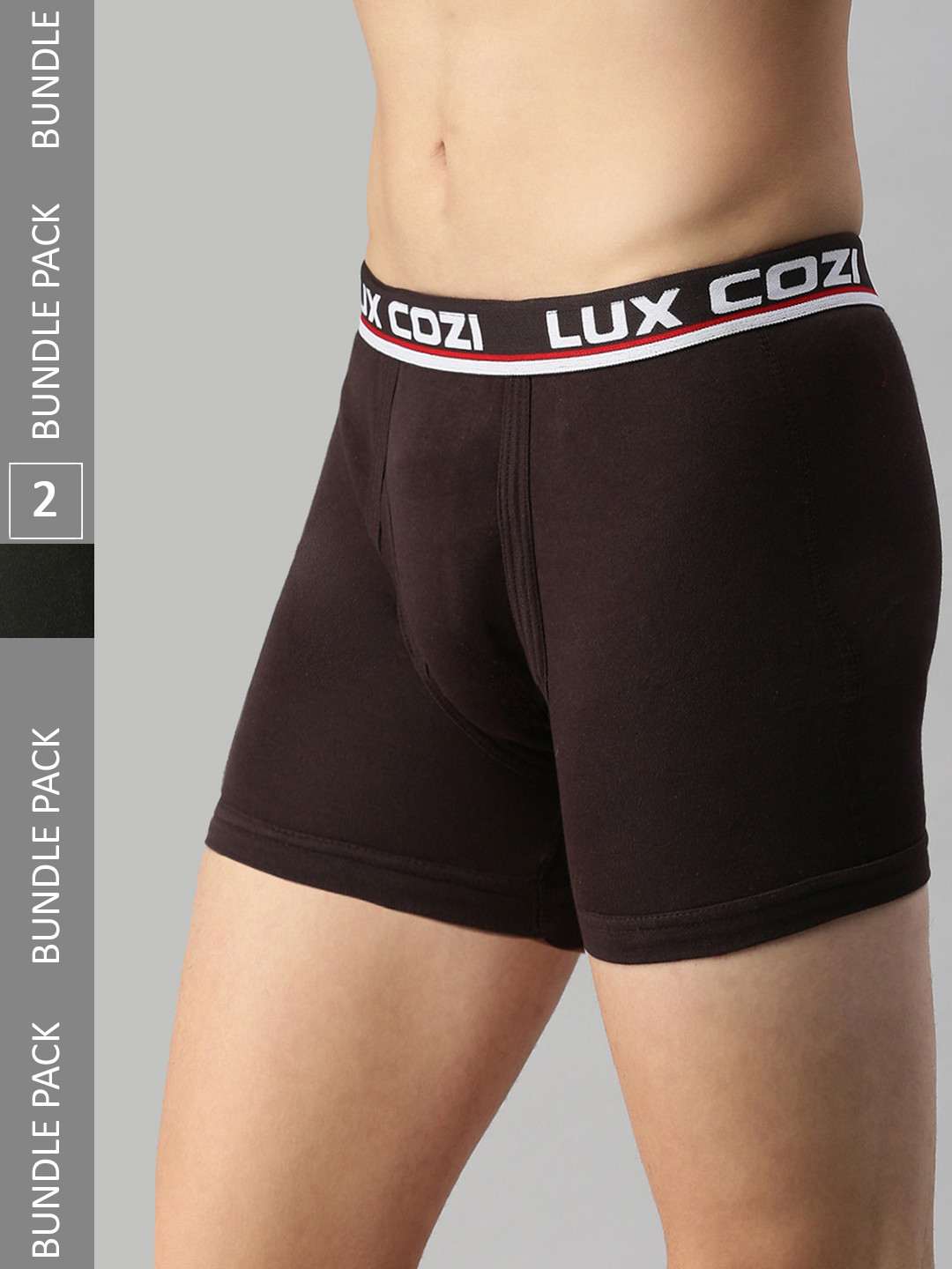 

Lux Cozi Pack of 2 Cotton Blend Outer Elastic Trunks, Coffee brown