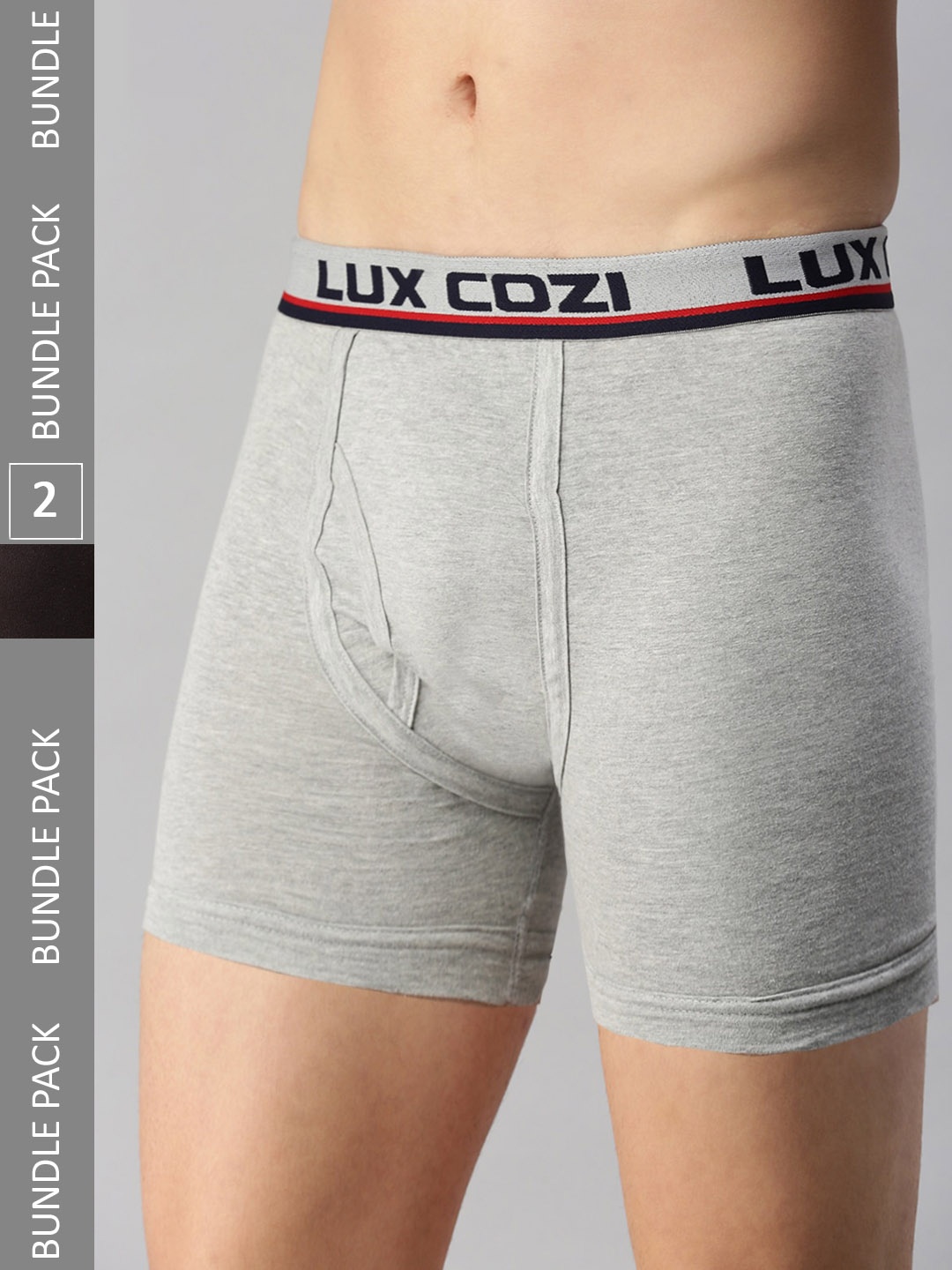 

Lux Cozi Men Pack Of 2 Cotton Outer Elastic Trunks, Coffee brown