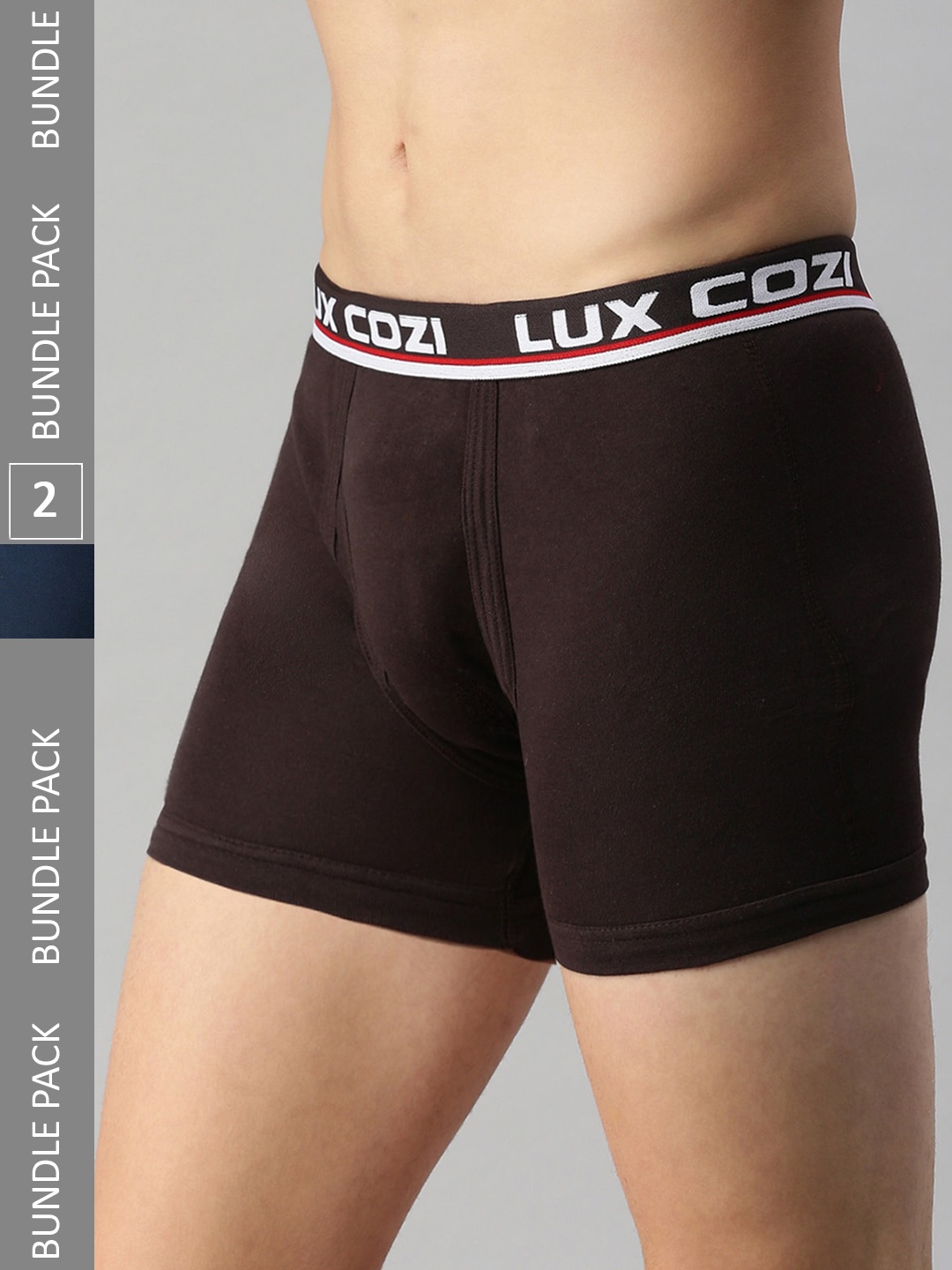 

Lux Cozi Men Pack Of 2 Logo Printed Detail Trunks, Coffee brown