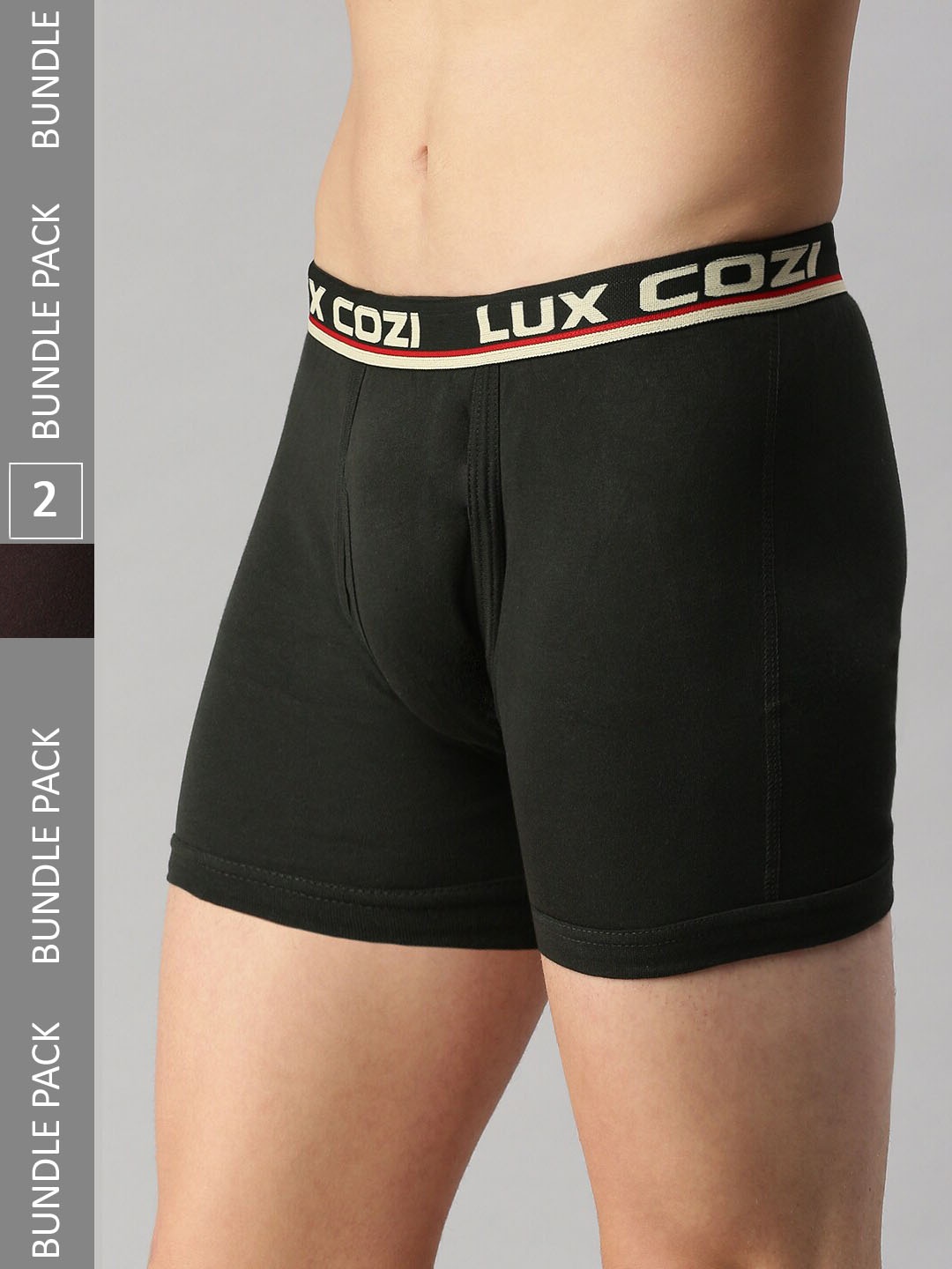 

Lux Cozi Men Pack Of 2 Logo Printed Detail Trunks, Coffee brown