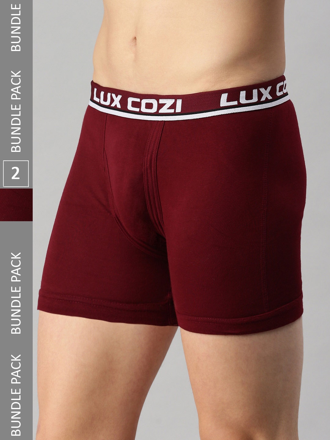 

Lux Cozi Men Pack Of 2 Cotton Outer Elastic Mid-Rise Trunks, Maroon