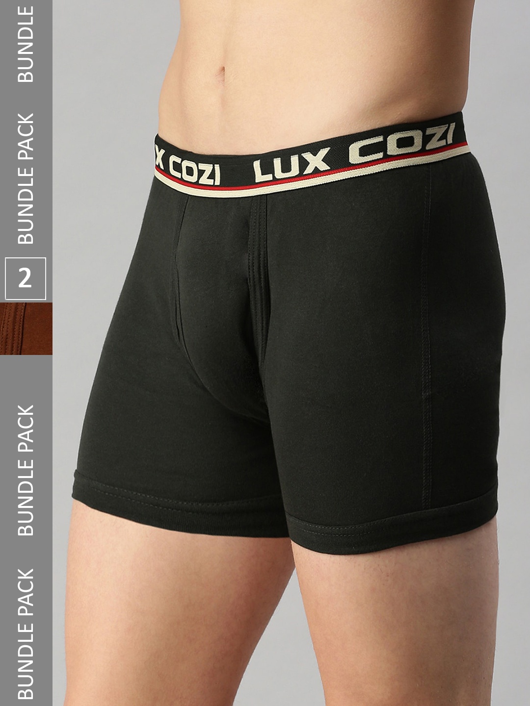 

Lux Cozi Men Pack Of 2 Logo Printed Detail Trunks, Grey