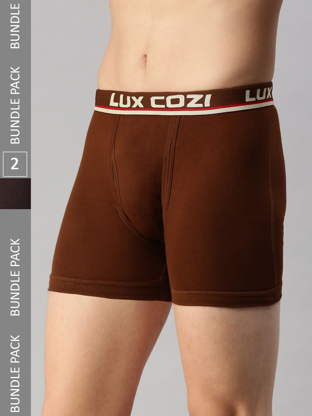 

Lux Cozi Men Pack Of 2 Logo Printed Detail Trunks, Coffee brown
