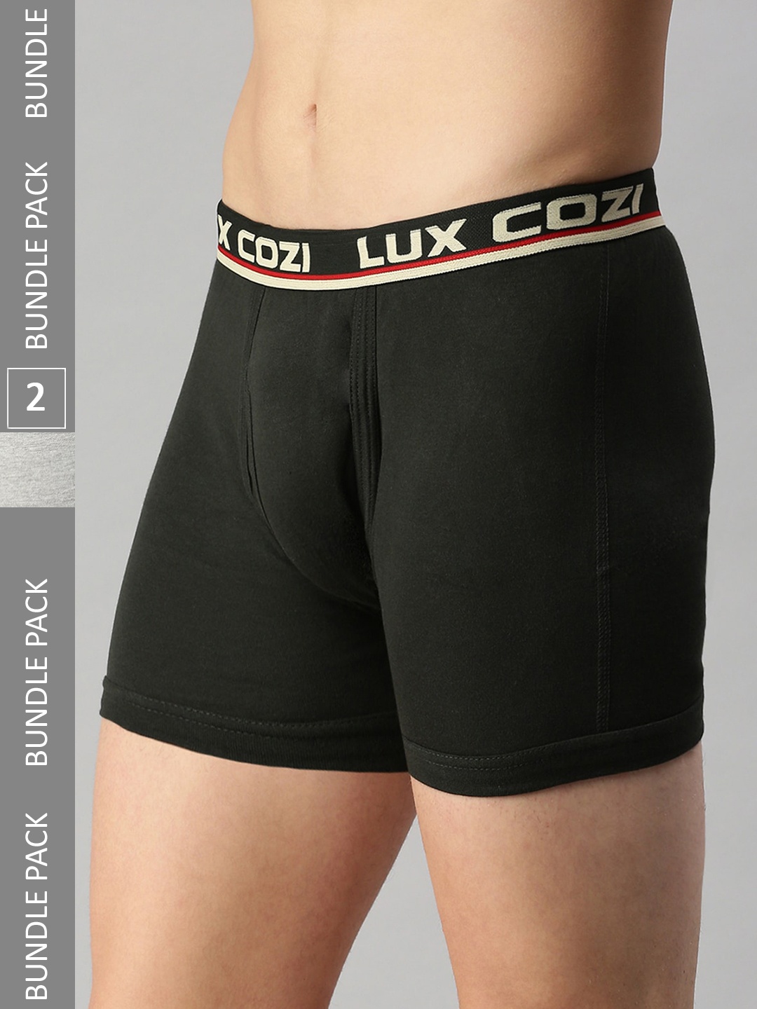 

Lux Cozi Men Pack of 2 Cotton Outer Elastic Trunks, Grey