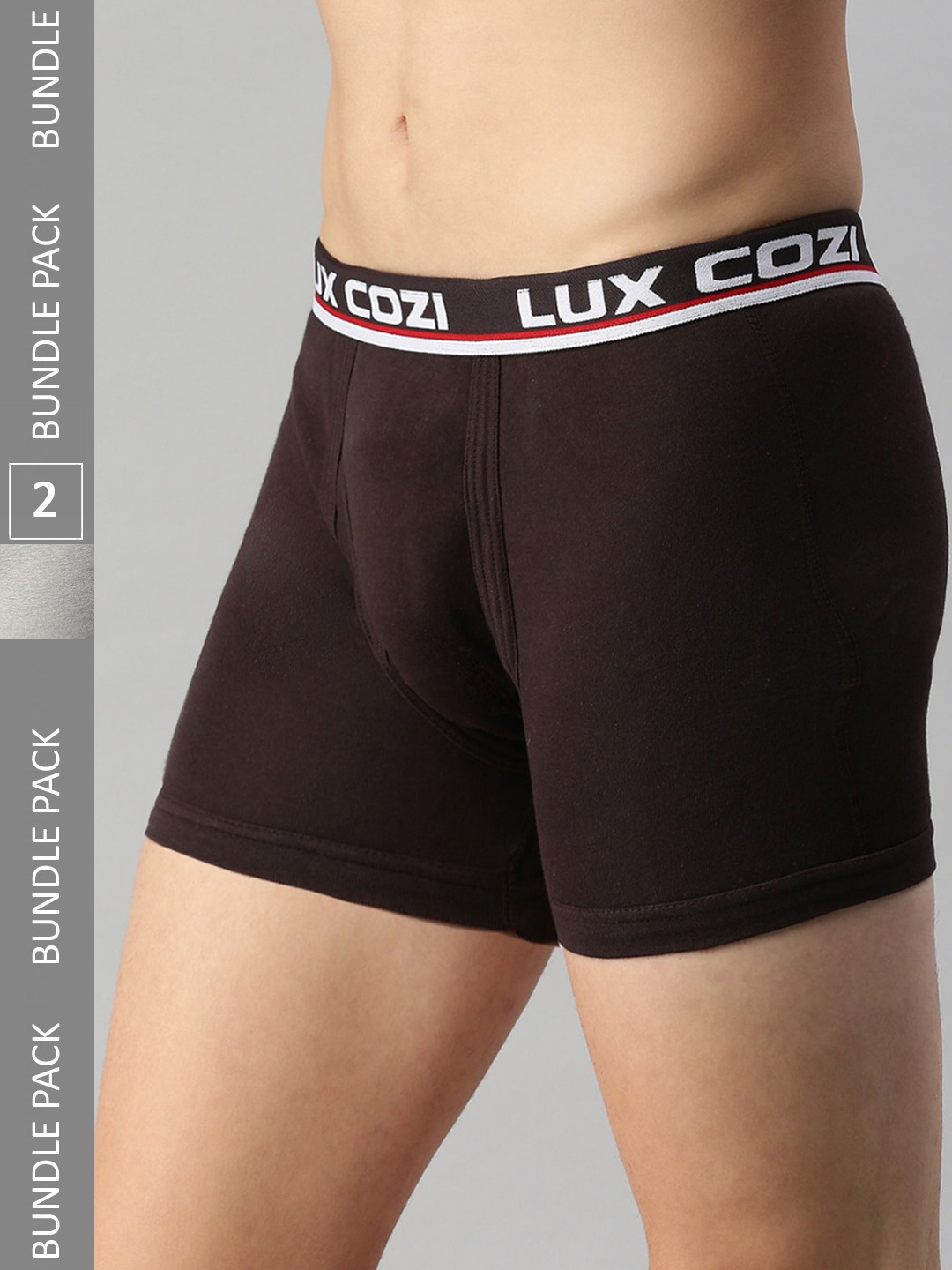 

Lux Cozi Men Pack Of 2 Logo Printed Detail Trunks, Coffee brown