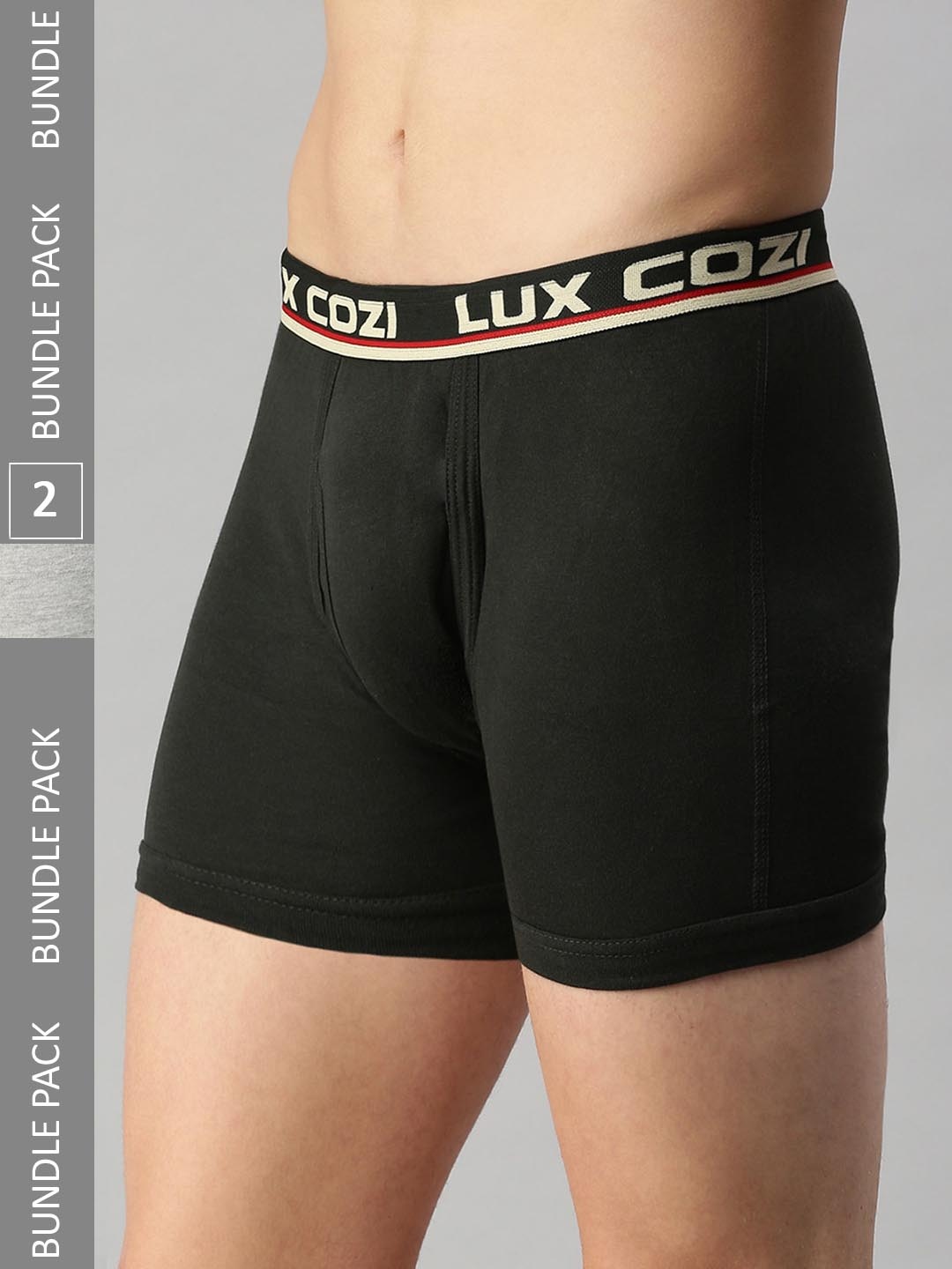 

Lux Cozi Men Pack Of 2 Logo Printed Detail Trunks, Grey