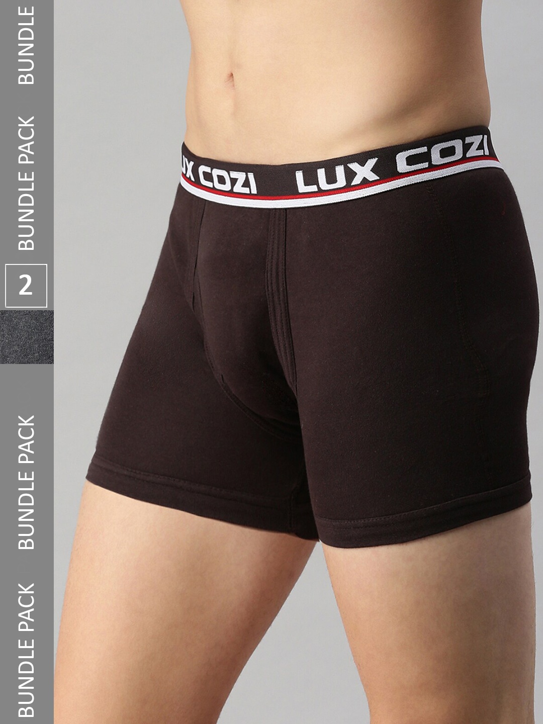 

Lux Cozi Men Pack Of 2 Breathable Outer Elastic Trunks, Grey