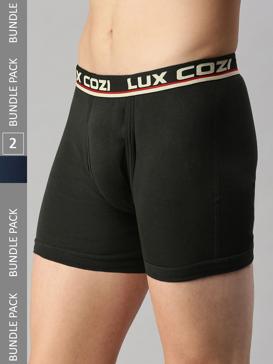 

Lux Cozi Men Pack Of 2 Logo Printed Detail Outer Elastic Trunks, Grey