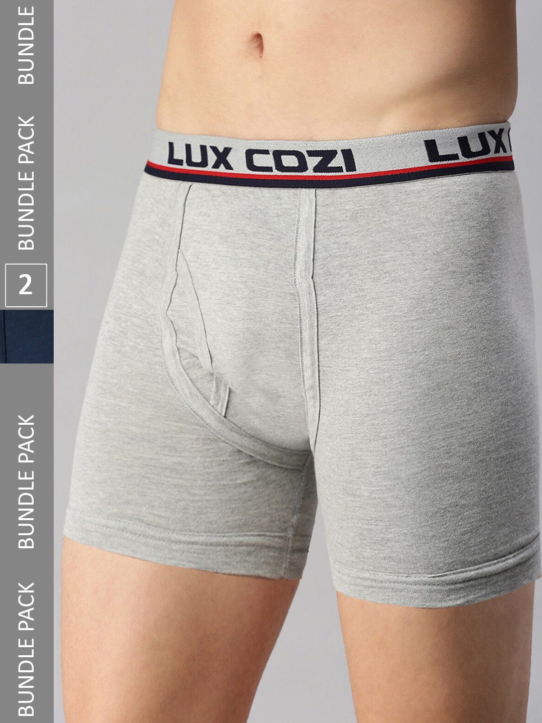 

Lux Cozi Men Pack Of 2 Outer Elastic Basic Trunks, Grey melange