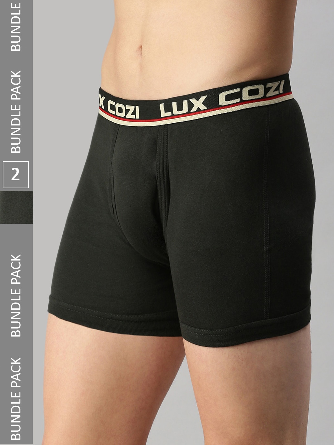 

Lux Cozi Men Pack Of 2 Cotton Blend Outer Elastic Trunks, Charcoal