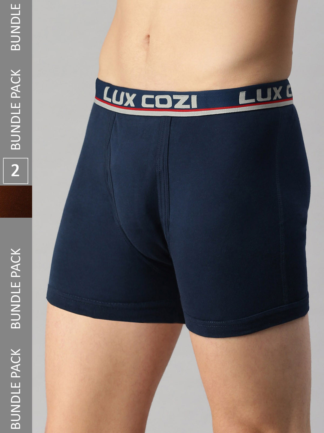 

Lux Cozi Men Pack of 2 Mid-Rise Cotton Trunks COZI_INTLOCK_MBU_MST_2PC, Navy blue