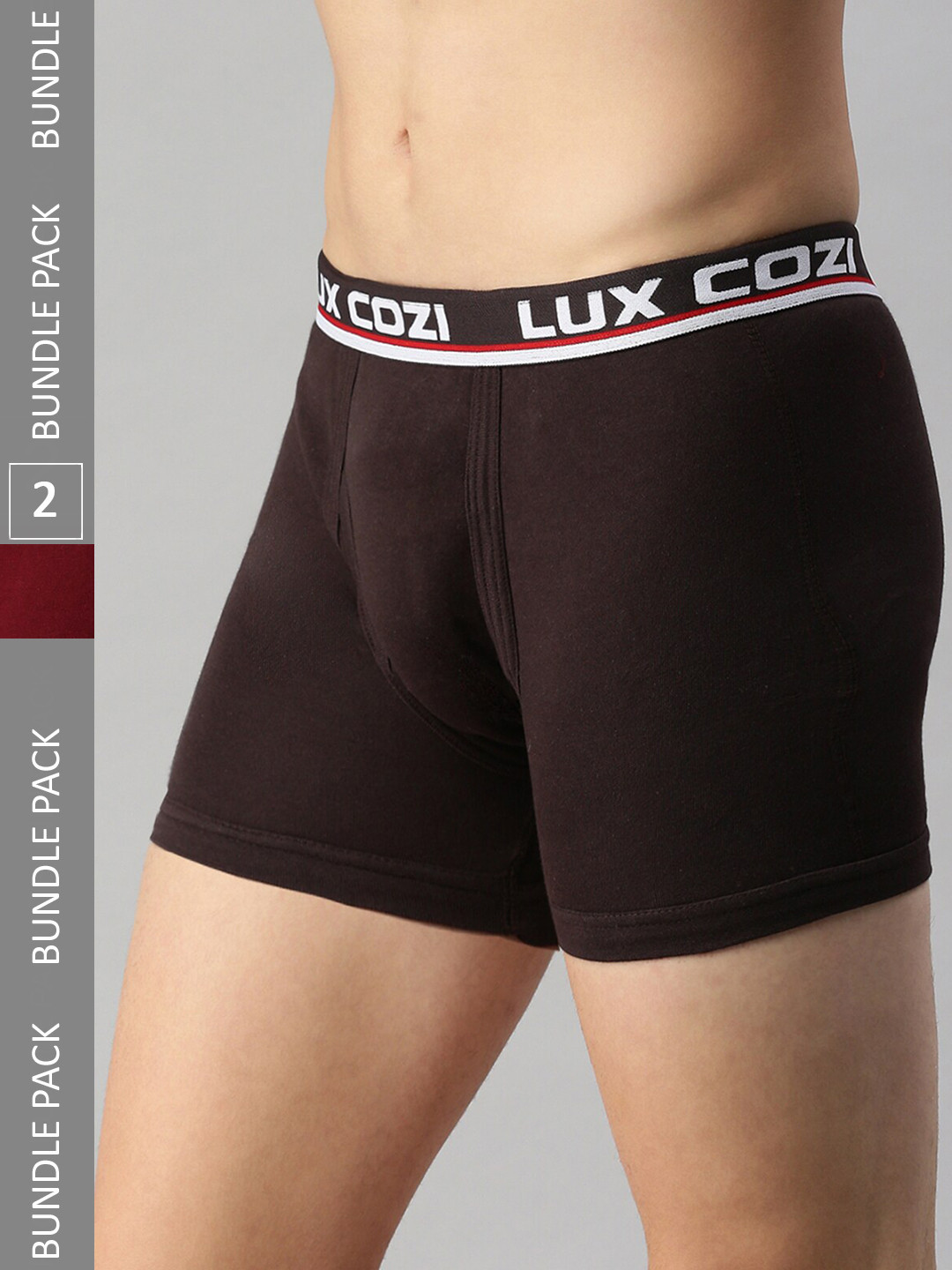 

Lux Cozi Men Pack Of 2 Mid-Rise Breathable Trunks COZI_INTLOCK_COF_MRN_2PC, Coffee brown