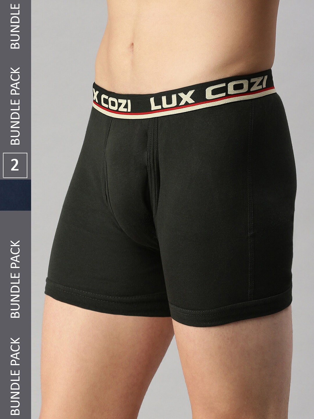 

Lux Cozi Men Pack Of 2 Mid-Rise Trunks COZI_INTLOCK_DG_MBU_2PC, Grey