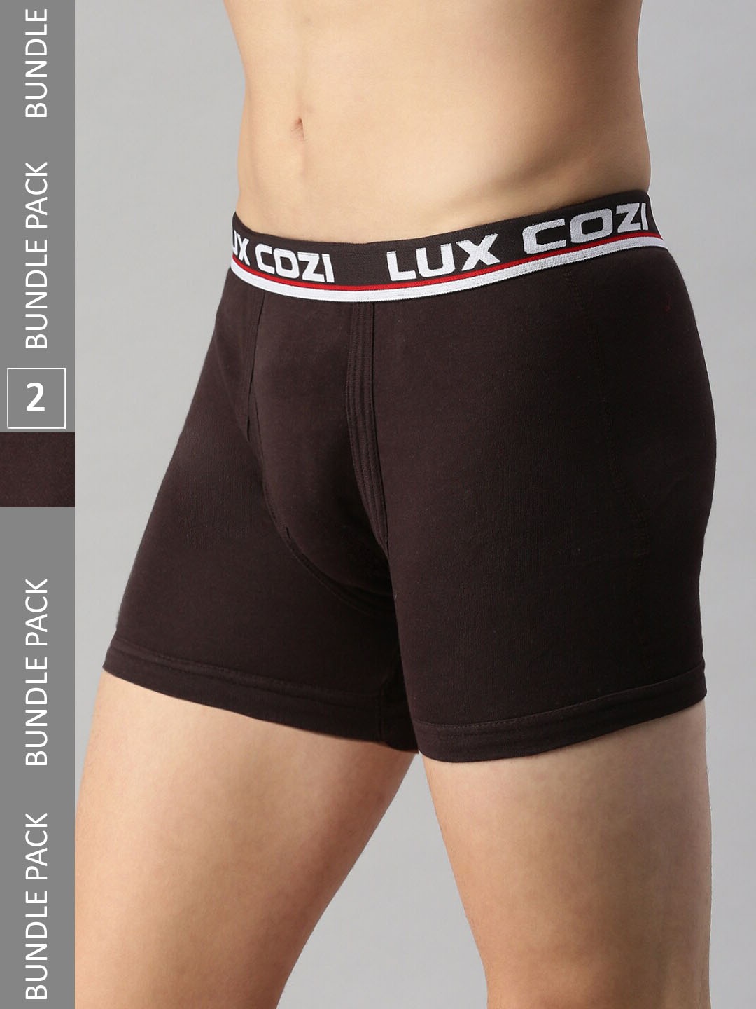 

Lux Cozi Men Pack Of 2 Mid-Rise Breathable Trunks COZI_INTLOCK_COF_2PC, Coffee brown