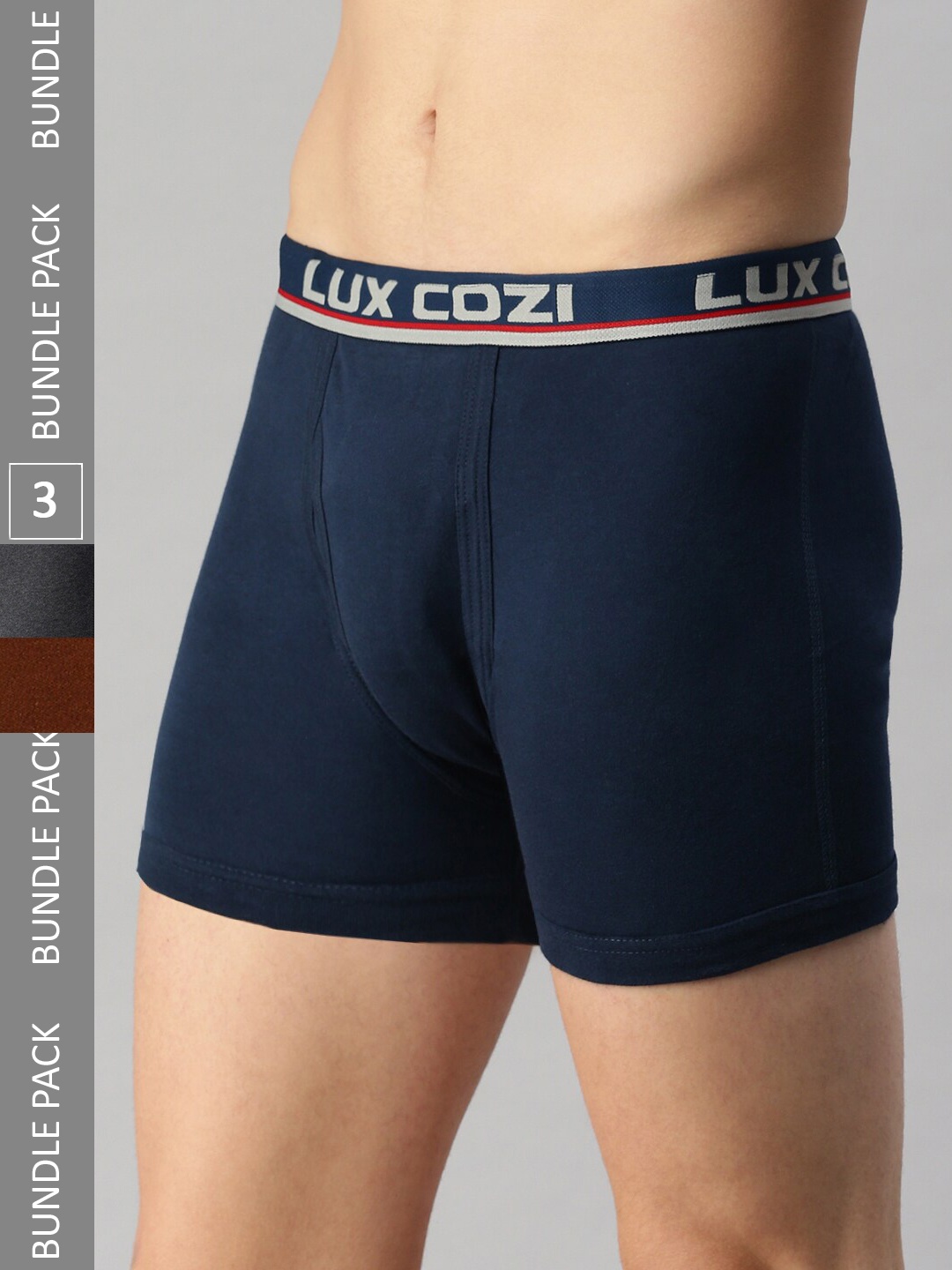 

Lux Cozi Men Pack Of 3 Mid-Rise Trunks COZI_INTLOCK_BM_MBU_MST_3PC, Charcoal