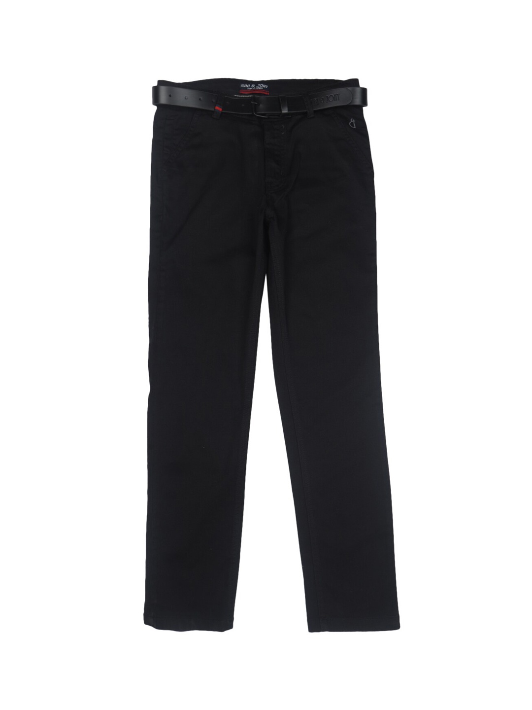 

Gini and Jony Boys Solid Mid Rise Cotton Regular Trousers, Black