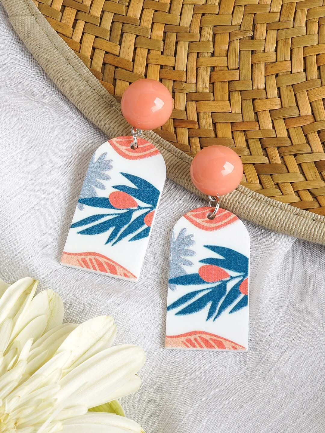 

JOKER & WITCH Printed Geometric Drop Earrings, Peach