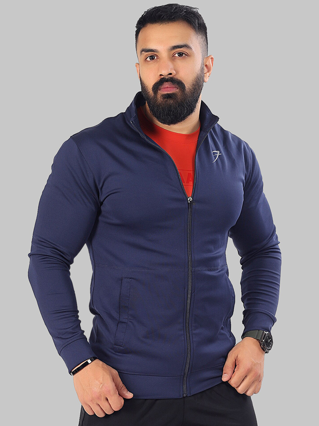 

FUAARK Men Lightweight Training or Gym Sporty Jacket, Navy blue