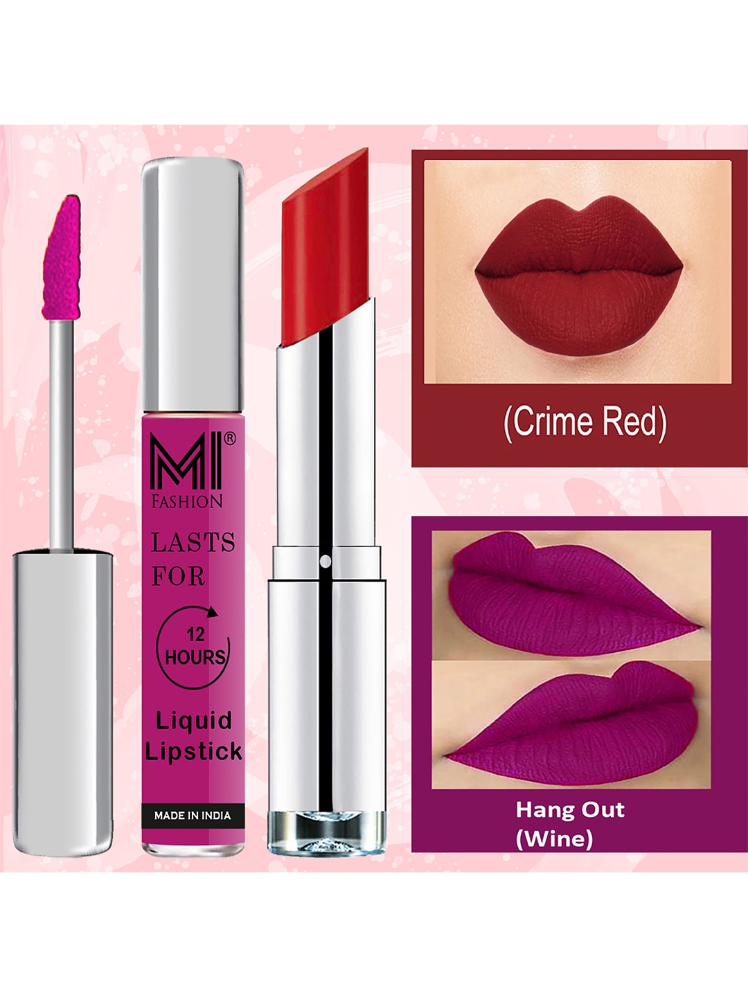 

MI FASHION Set of Liquid Lipstick 3.5ml - 06 & Creamy Matte Lipstick 3.5g - 09, Red